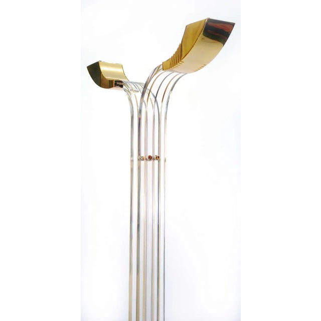 Art Deco Art Deco style lucite and brass floor lamp For Sale - Image 3 of 6