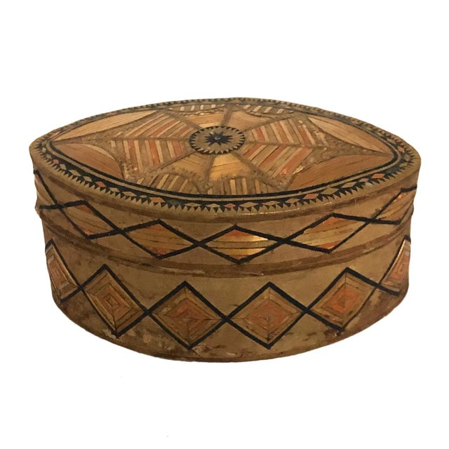 1920s Vintage Matchstick Wooden Paper Box For Sale - Image 4 of 4