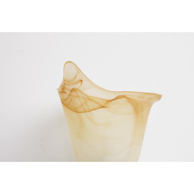 Metal French Tulip and Fish Wall Sconce in Chrome and Peach Marbled Glass, 1940s For Sale - Image 7 of 11