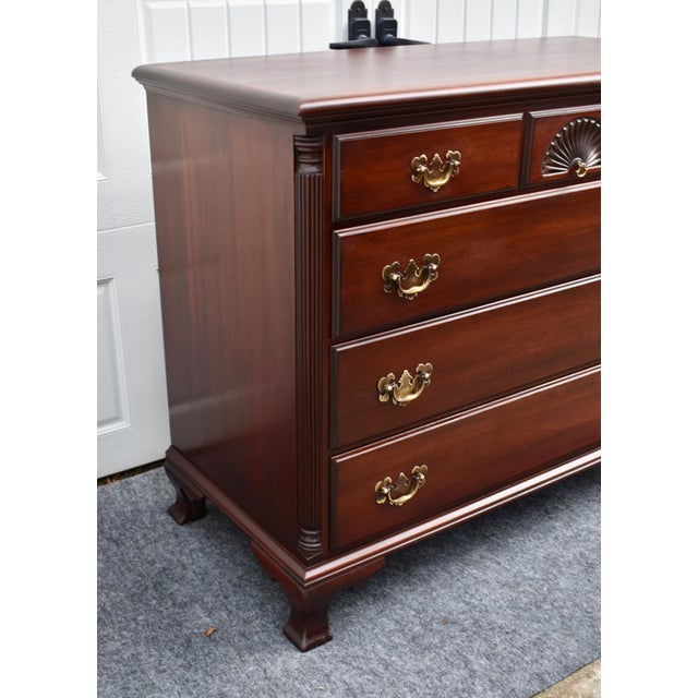 Brown Vintage Chippendale Mahogany Chest of Drawers Carved Shell Dresser For Sale - Image 8 of 16