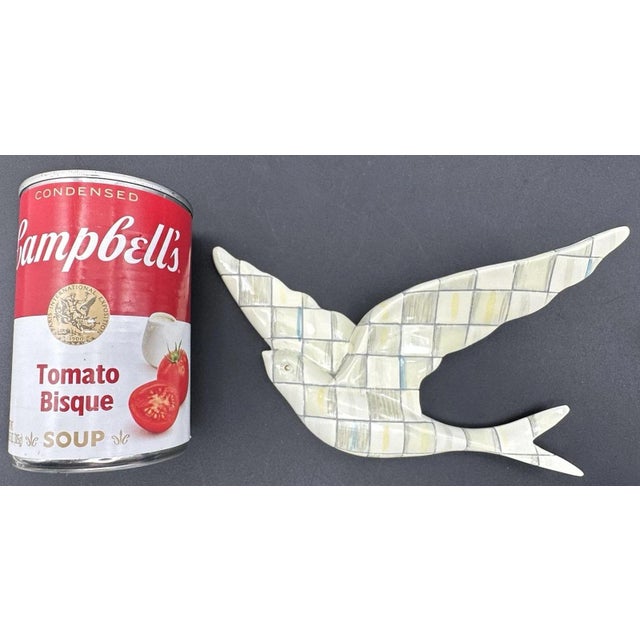 MacKenzie Childs Sterling Check Gray Swallowtail Bird Wall Decor Resin Set of 4 For Sale - Image 9 of 9