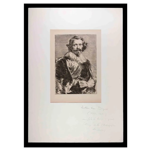 After Antoon Van Diyck, Portrait, Original Etching, 19th-Century. For Sale