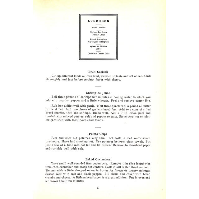 "Choice Menus for Luncheons and Dinners" 1937 Lang, Gladys T. For Sale - Image 4 of 6