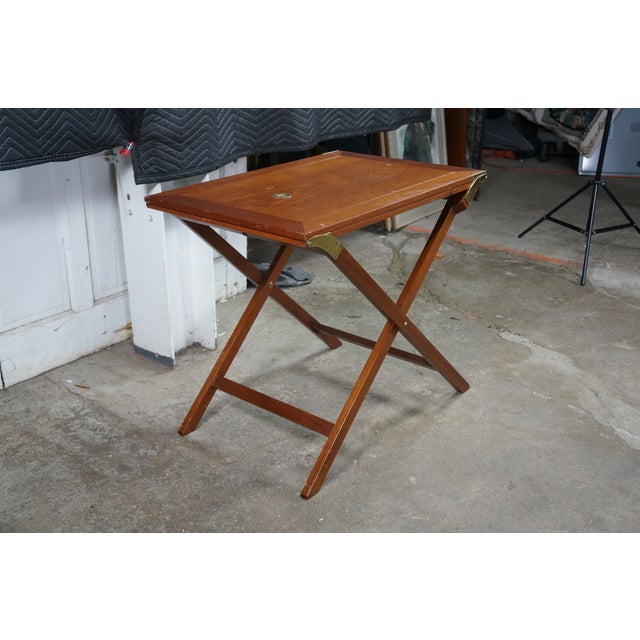 Mid 20th Century Baker Furniture Expandable Party Butler Mahogany Removable Serving Tray Table For Sale - Image 11 of 18