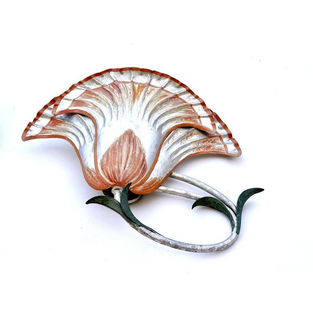 Large Italian Silver Leaf and Metal Flower Wall Sconces, 1970s, Set of 2 For Sale - Image 15 of 18