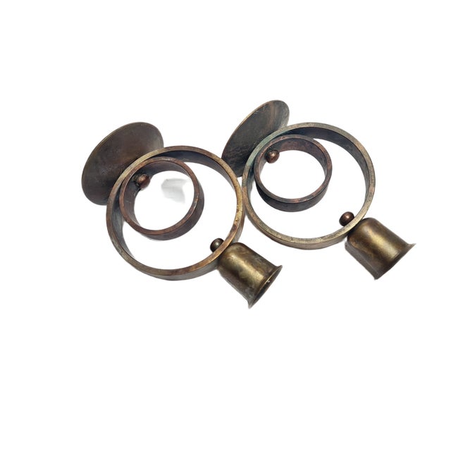Art Deco Brass Candlesticks, 1930s, Set of 2 For Sale - Image 12 of 14