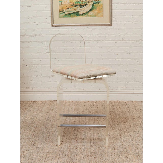 Mid 20th Century Lucite Pair of Stools With Seat Pads, Pair For Sale - Image 11 of 11