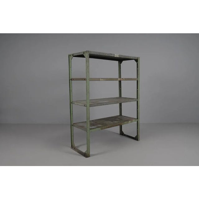 Mid-Century Modern Industrial Art Deco Metal Shelf, 1950s For Sale - Image 3 of 13