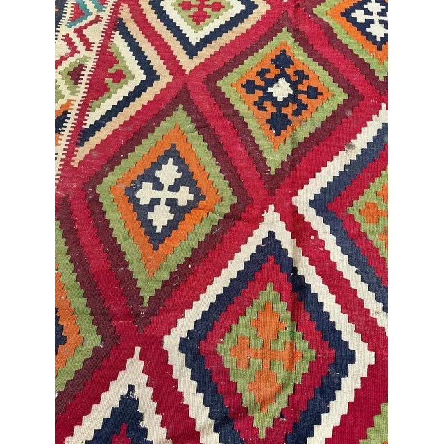 Red Mid-Century Qashqai Kilim, 1960s For Sale - Image 8 of 13