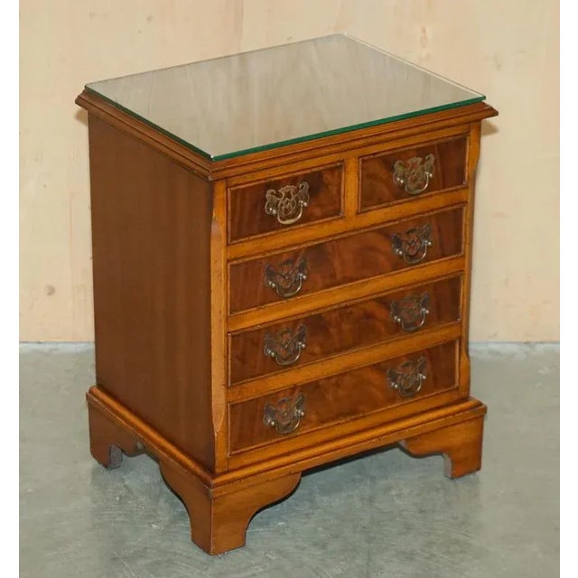 Vintage Flamed Hardwood Nightstands with Drawers, Set of 2 For Sale - Image 12 of 18