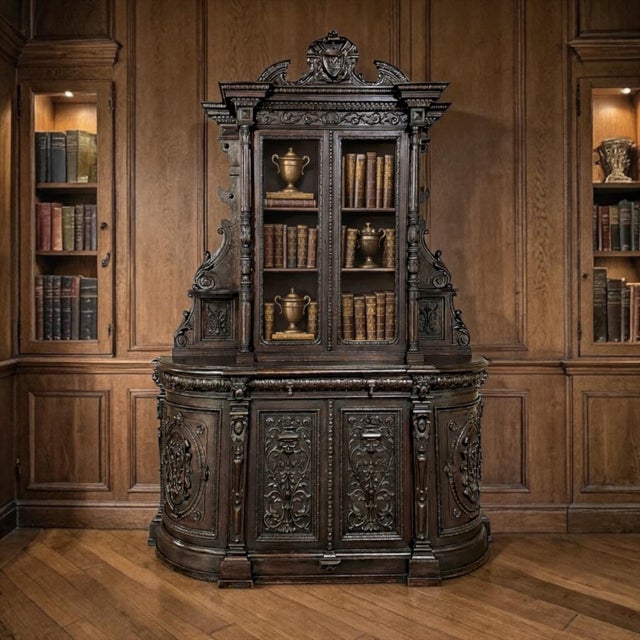 Mid 19th Century 19th Century French Renaissance Two-Tiered Bookcase ~ Bibliotheque For Sale - Image 5 of 18