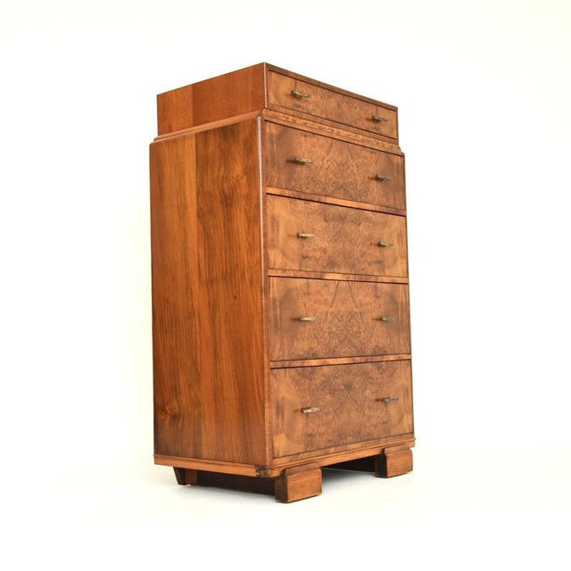 Art Deco Burr Walnut Chest of Drawers, 1930s For Sale - Image 4 of 12