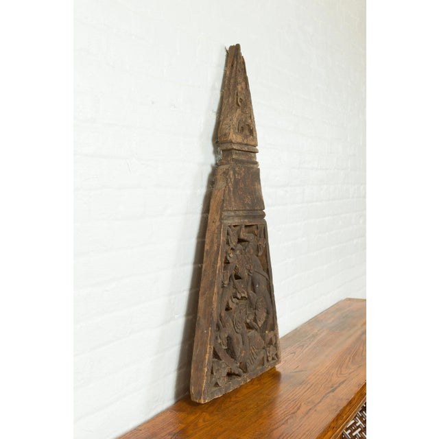 Brown 19th Century Indonesian Hand Carved Mythical Figures Architectural Fragment For Sale - Image 8 of 11
