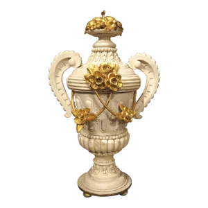 A Tall 19th Century Carved and Lacquered Wooden Urn From Florence Italy