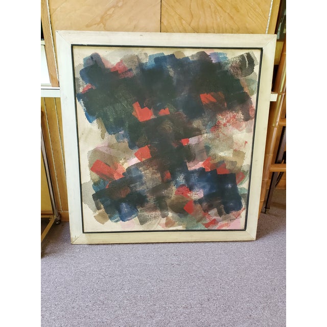 Vintage 1950's Signed Abstract Expressionist Painting, Framed For Sale In Boston - Image 6 of 9