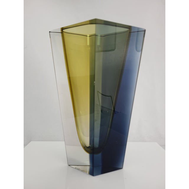 Kaj Franck Nuutajarvi Notsjo Prisma Tri-Color Art Glass MCM Diamond Vase For Sale - Image 14 of 18