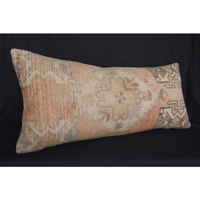 Handmade Muted Tones Rug Lumbar Pillow Cover -15'' X 35'' For Sale - Image 4 of 11
