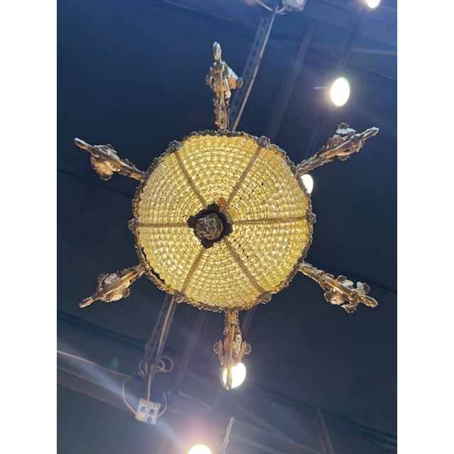 19th Century French Bronze and Crystal Chandelier For Sale - Image 4 of 5
