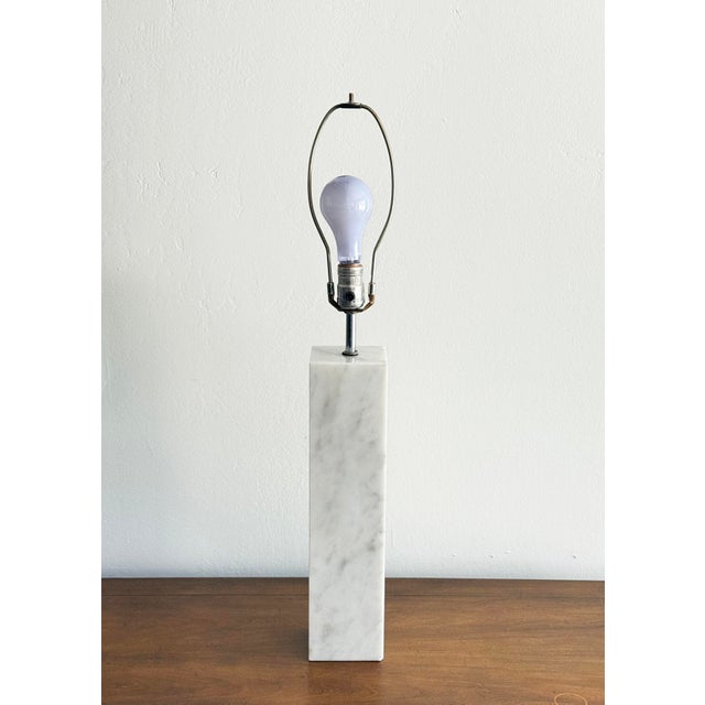 Walter Von Nessen Von Nessen White Marble Block Table Lamp For Sale - Image 4 of 6