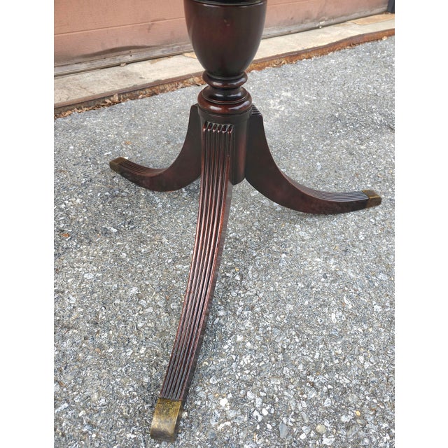 Early 20th Century Georgian Style Tooled Leather Inset Mahogany Three-Drawer Center Table For Sale - Image 10 of 10