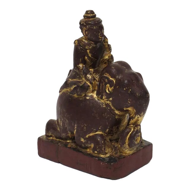 Early 20th Century Burmese Wood Angel with Gold Leaf For Sale