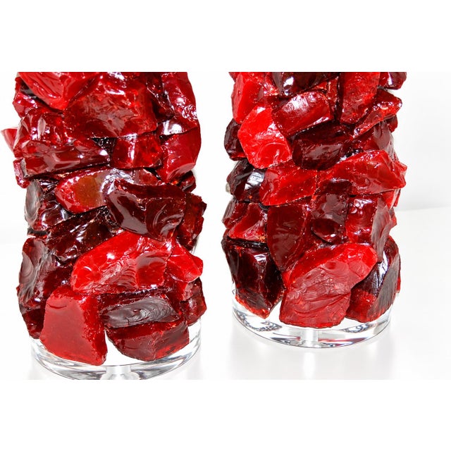 Not Yet Made - Made To Order Rock Candy Glass Table Lamps in Cherry Red For Sale - Image 5 of 8