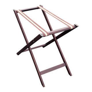 Vintage Folding Luggage Rack With Canvas Straps For Sale