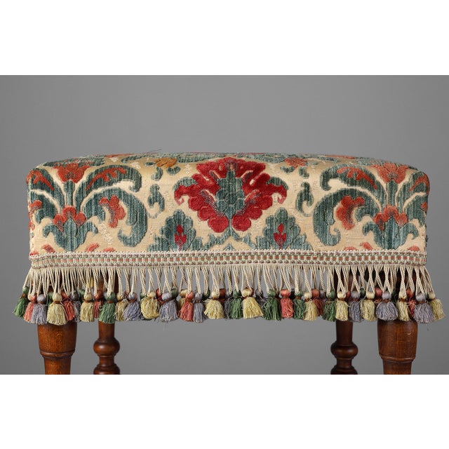 Early 20th Century French Wood & Fabric Ottomans, 1890s, Set of 2 For Sale - Image 5 of 11
