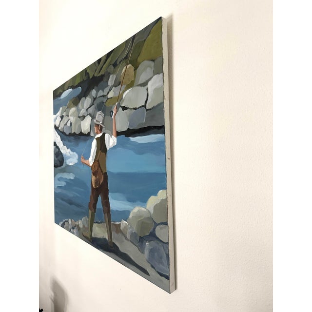 "The Dapper Fisherman" Modern Original Oil Painting, by Jennifer Hohlfelder For Sale In Denver - Image 6 of 7