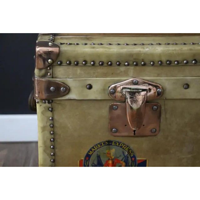 Trunk in Beige Vellum from Moynat, 1920s For Sale - Image 11 of 13