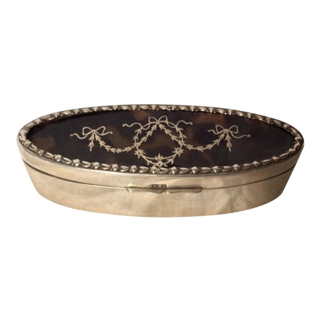 Antique English Sterling Silver Dresser Box For Sale
