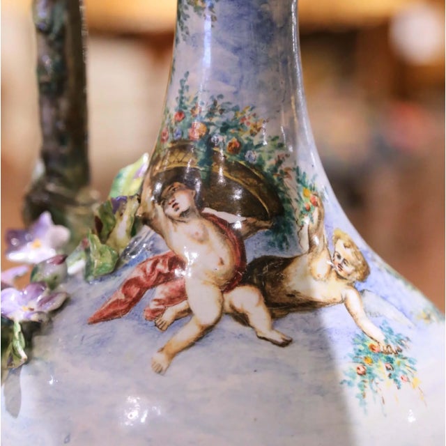 Pair of 19th Century Italian Capodimonte Majolica Ewers With Bacchic Scenes For Sale - Image 9 of 15