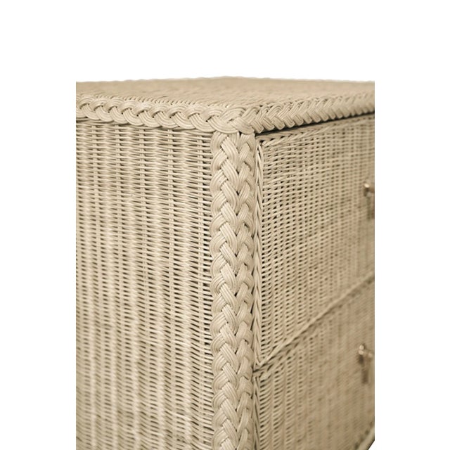 Worlds Away Matthew Izzo Home Abigail Two Drawer Rattan Side Table For Sale - Image 4 of 8