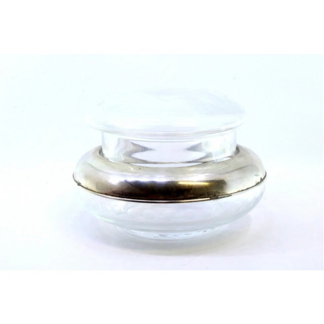 Acid-Etched Glass Case with Circular Silver Casing For Sale - Image 4 of 6