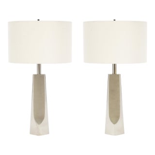 Pair of Vintage Modernist Metal Table Lamps by Laurel Lamp Co. For Sale