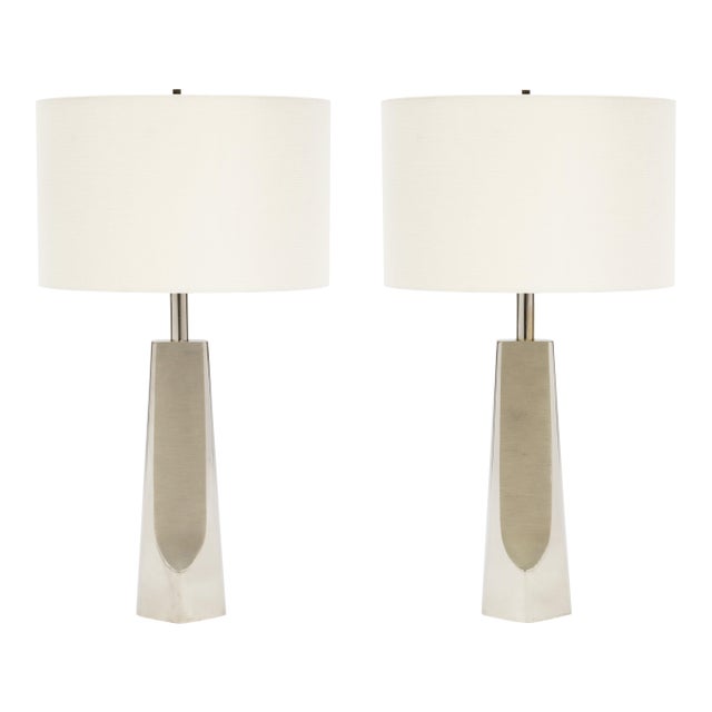 Pair of Vintage Modernist Metal Table Lamps by Laurel Lamp Co. For Sale