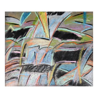 Abstract Expressionist Blue, Turquoise & Black Jerry Adams Pastel Painting For Sale