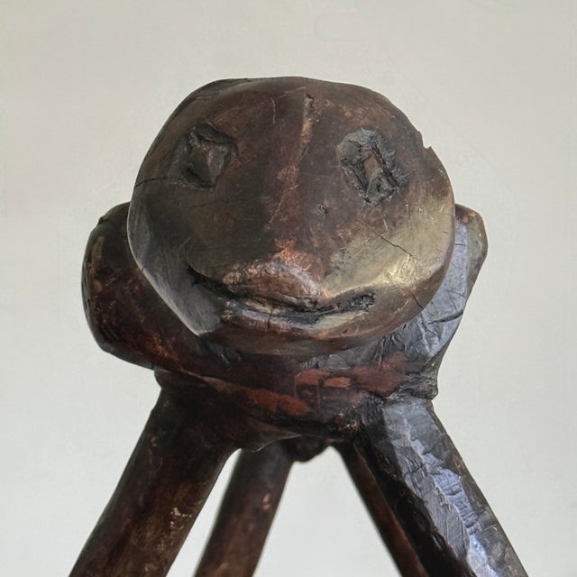 Brown Antique Folk Art Hand Carved Zoomorphic Naive Footstool For Sale - Image 8 of 11