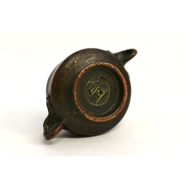 Set of 4 Bronze Antique Mini Incense Burner Chinese Censer For Sale - Image 13 of 18