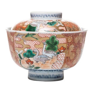 Late 19th Century Meiji Period Japanese Imari Porcelain Soup Bowl With Lid For Sale