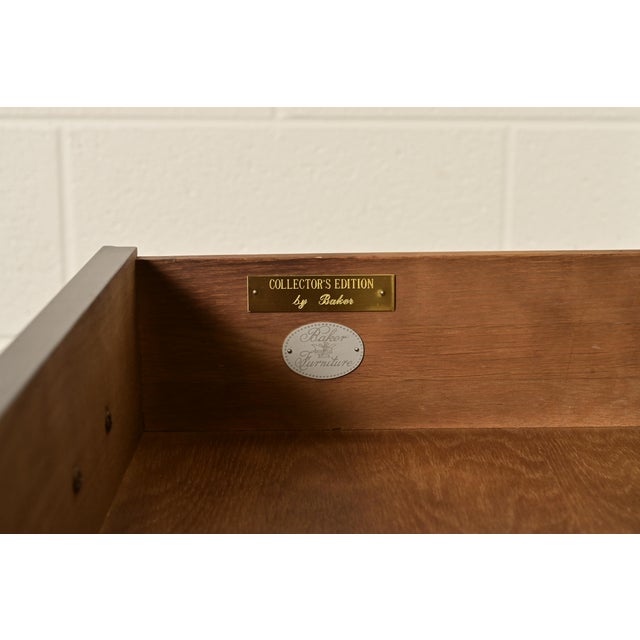 Baker Furniture Georgian Banded Burled Walnut Drop Front Secretary Desk With Bookcase Hutch For Sale - Image 10 of 16