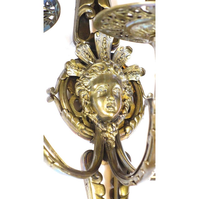Antique Art Nouveau Empire Bronze Wall Lamps from Unbekannt, 1920s, Set of 2 For Sale - Image 10 of 11
