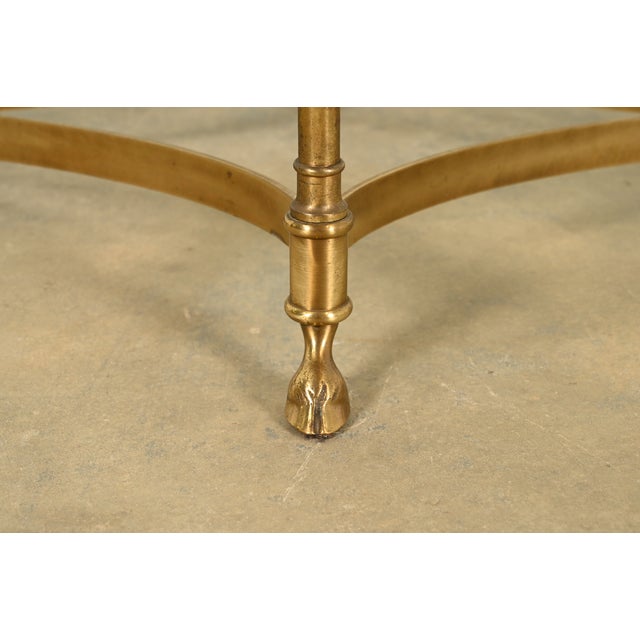 LaBarge Hollywood Regency Brass and Glass Hooved Feet Cocktail Table, Circa 1960s For Sale - Image 10 of 12
