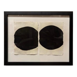 Abstract Wabi Sabi Black and White Ink Painting, For Sale