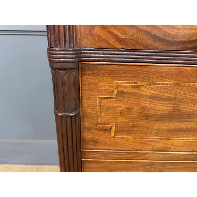 Georgian Inlaid Mahogany Linen Press, 1824 For Sale - Image 3 of 18