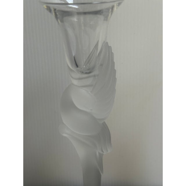 Pair of Frosted Crystal Snow Kissing Doves Candlesticks Sign Igor Carl Faberge for the House of Faberge Made in France For Sale In New York - Image 6 of 18