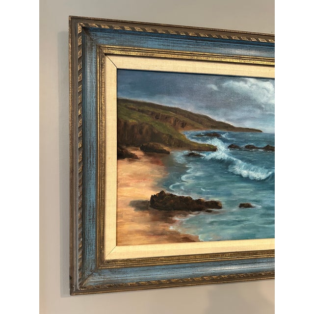 Mid 20th Century Vintage Large Mid-Century Original Oil Painting California Plein Air Seascape For Sale - Image 5 of 10