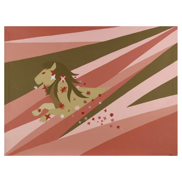 Genny Puccini, Lion, 1973, Acrylic on Canvas For Sale