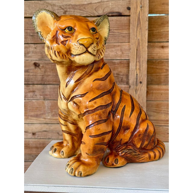 Plastic Mid-20th Century Marwal Cast Resin Tiger Cub Sculpture For Sale - Image 7 of 10