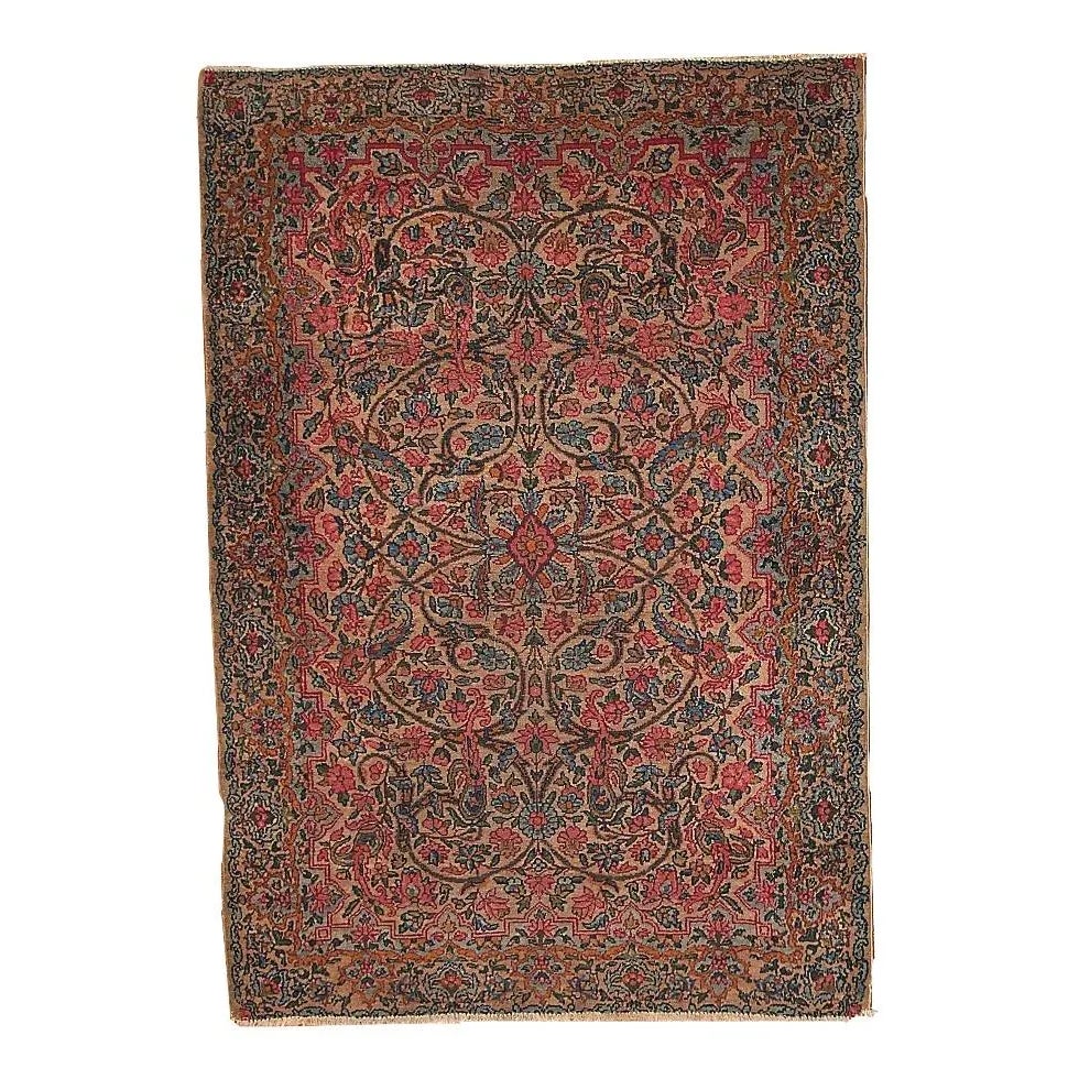 1920s Hand Made Antique Persian Kerman Rug 3.2' X 4.9' | Chairish